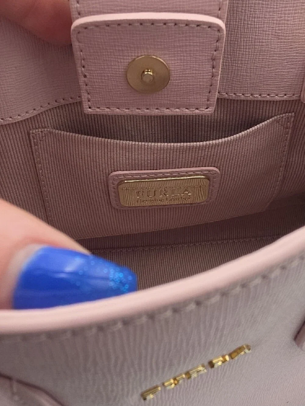 Furla Light Baby Pink Saffiano Small Satchel W Top Handles Gold Hardware (EUC)💗